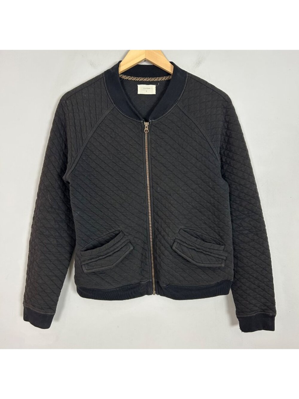 Billy Reid Quilted Bomber Jacket Soft Knit Charcoal Size Small Women's
